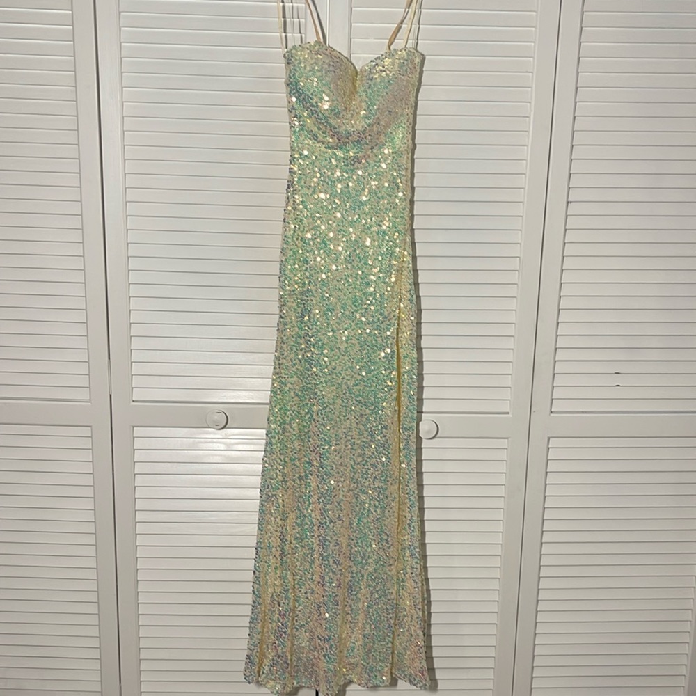Stunning Cream Sequin Prom Dress